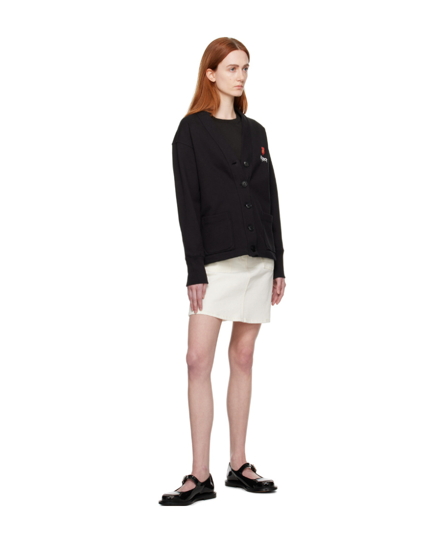 Kenzo Boke Flower Cotton-blend Cardigan In Black