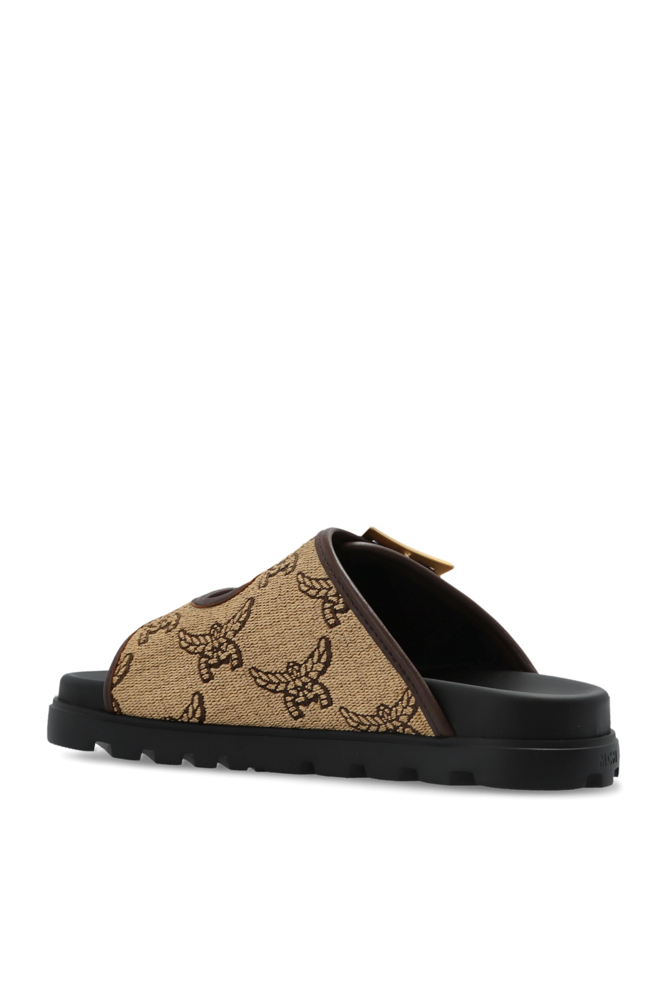 Mcm Sandals In Lauretos Raffia Jacquard In Black