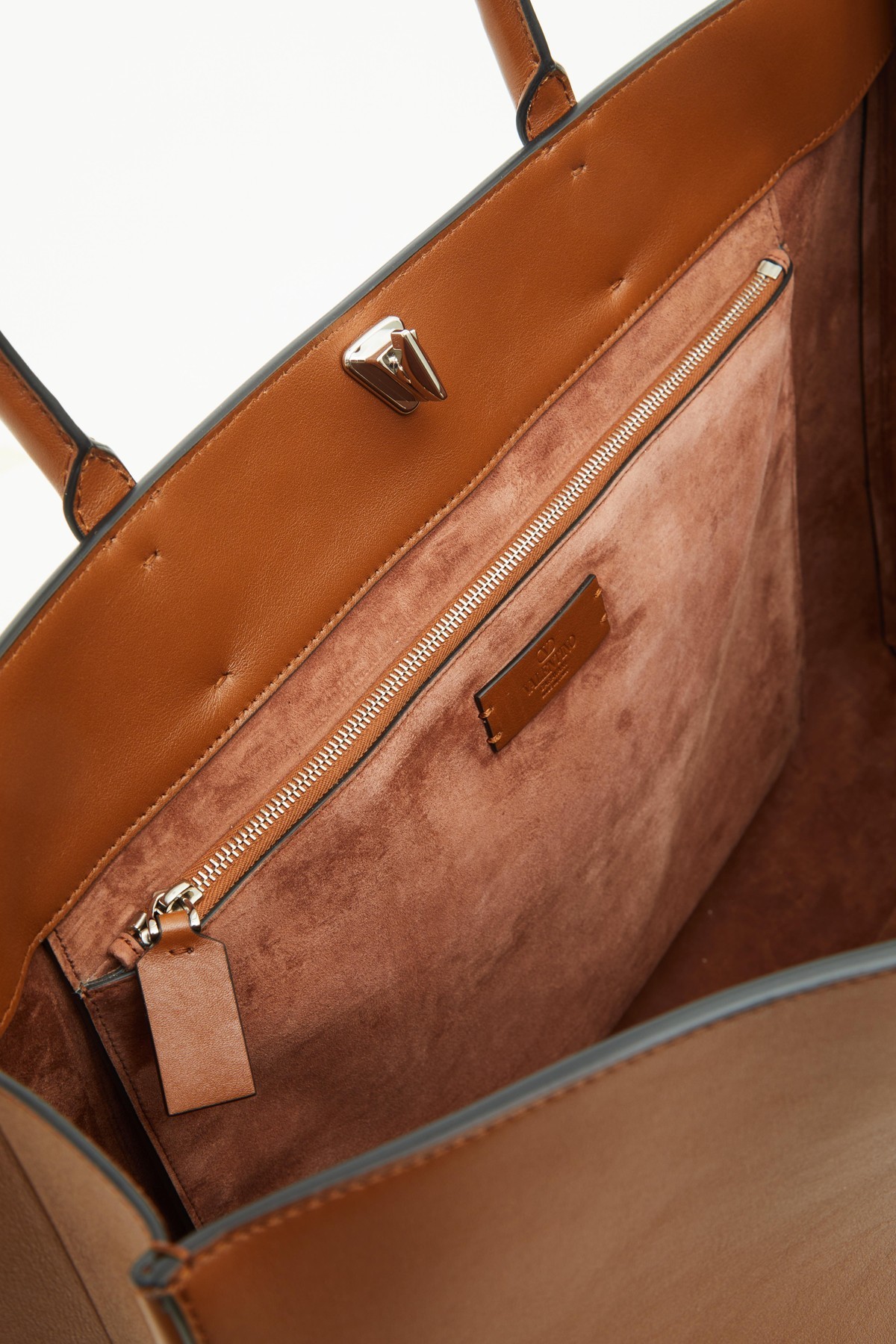 Valentino Logo Handbag In Brown