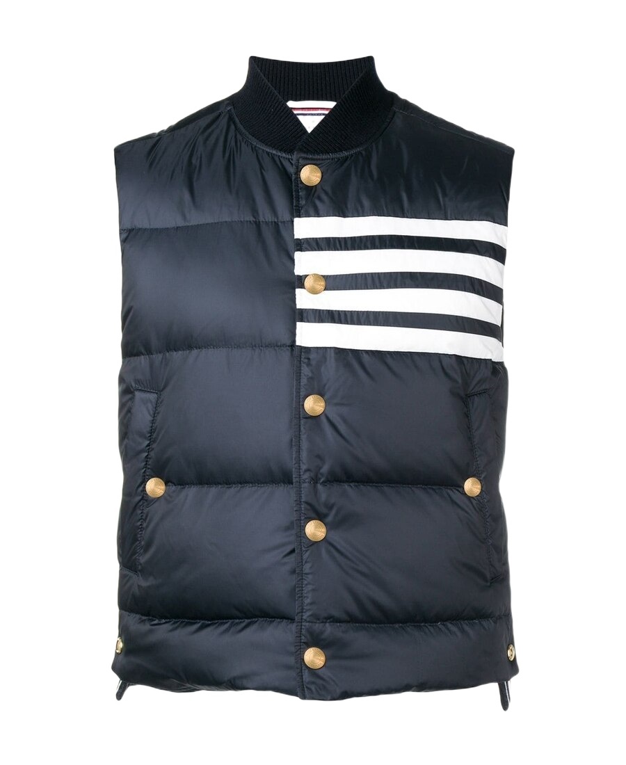 Thom Browne Stripe Down Puffer Vest In Black