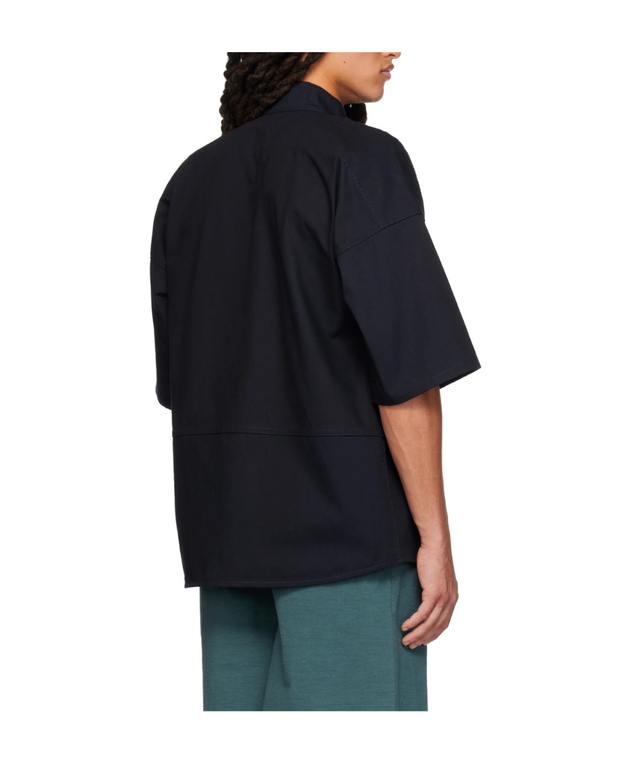Jil Sander Spliced Short-sleeved Shirt In Black