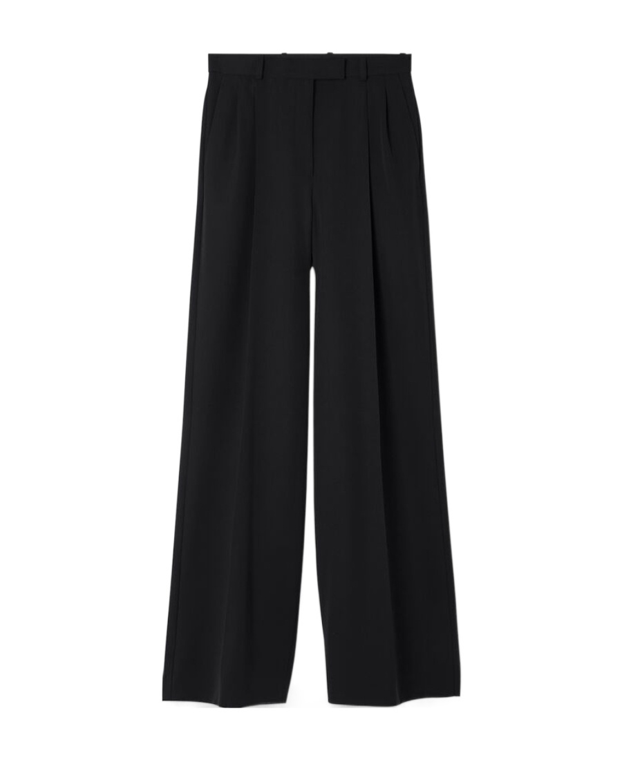 Versace Wide-leg Pleated Trousers In Black