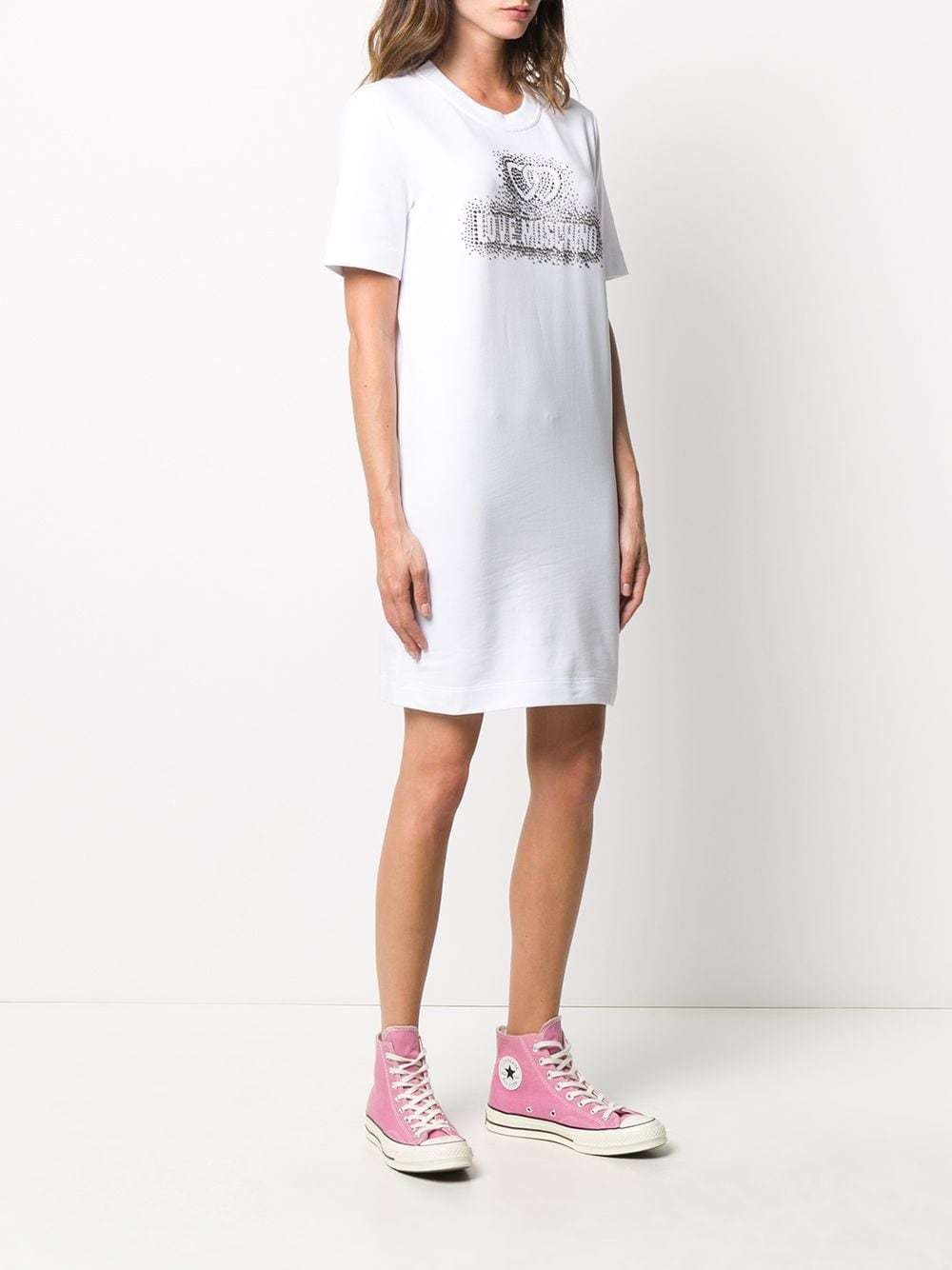 Moschino Logo Detail T-shirt Dress In White