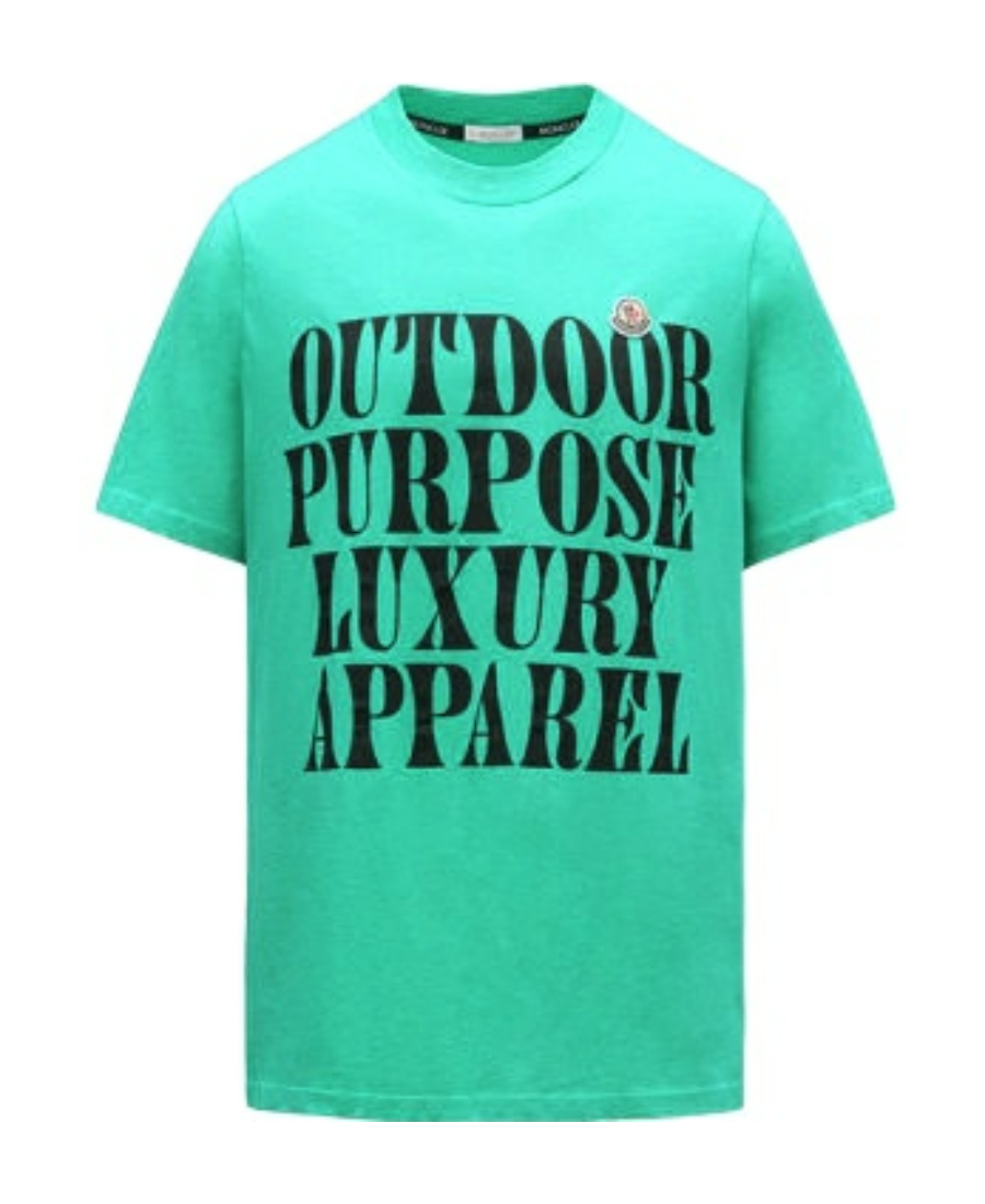 Moncler T-shirt With Round Neck And Short Sleeves In Green