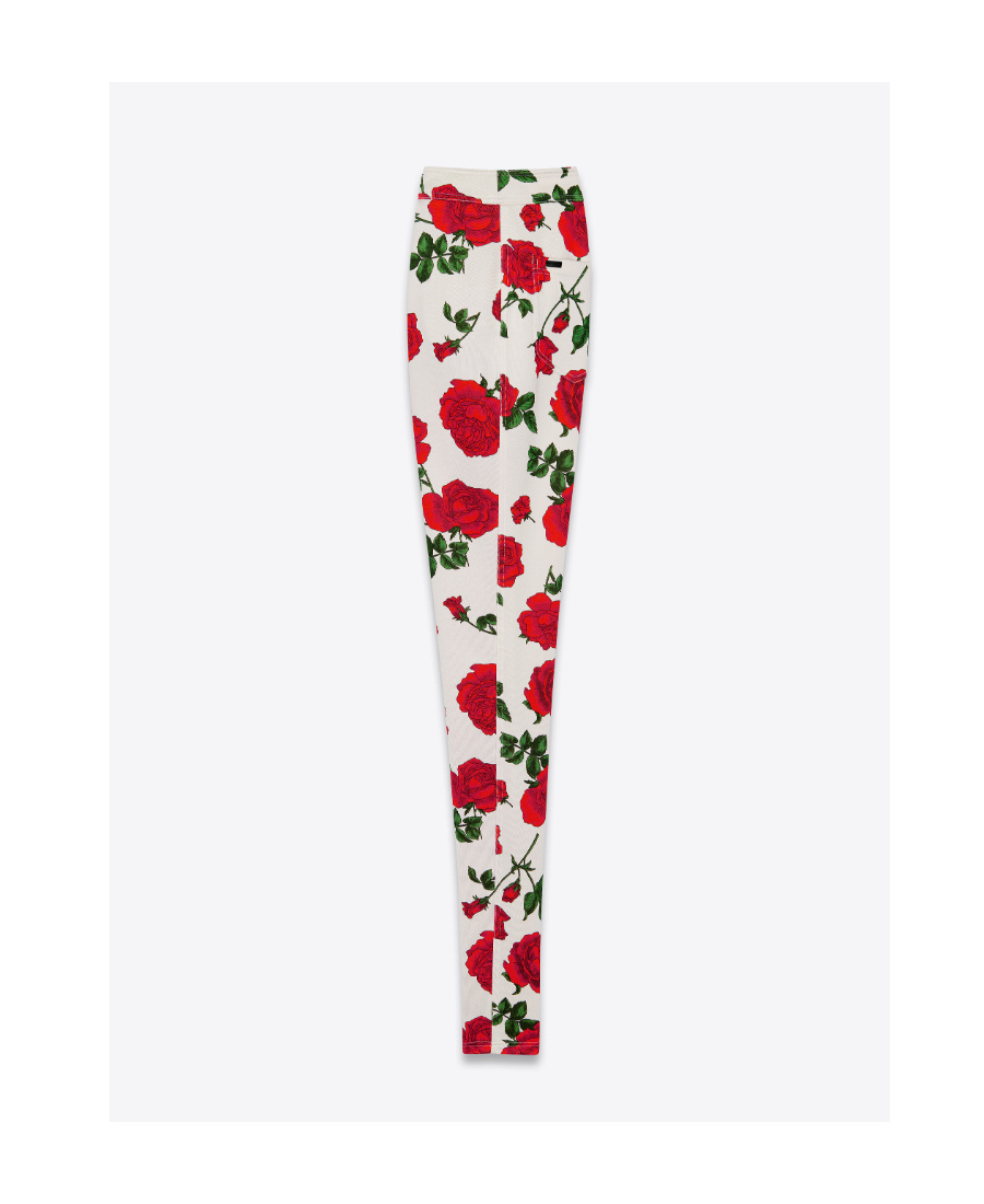 Saint Laurent Slim-fit Pants In Silky Rose Jersey In White