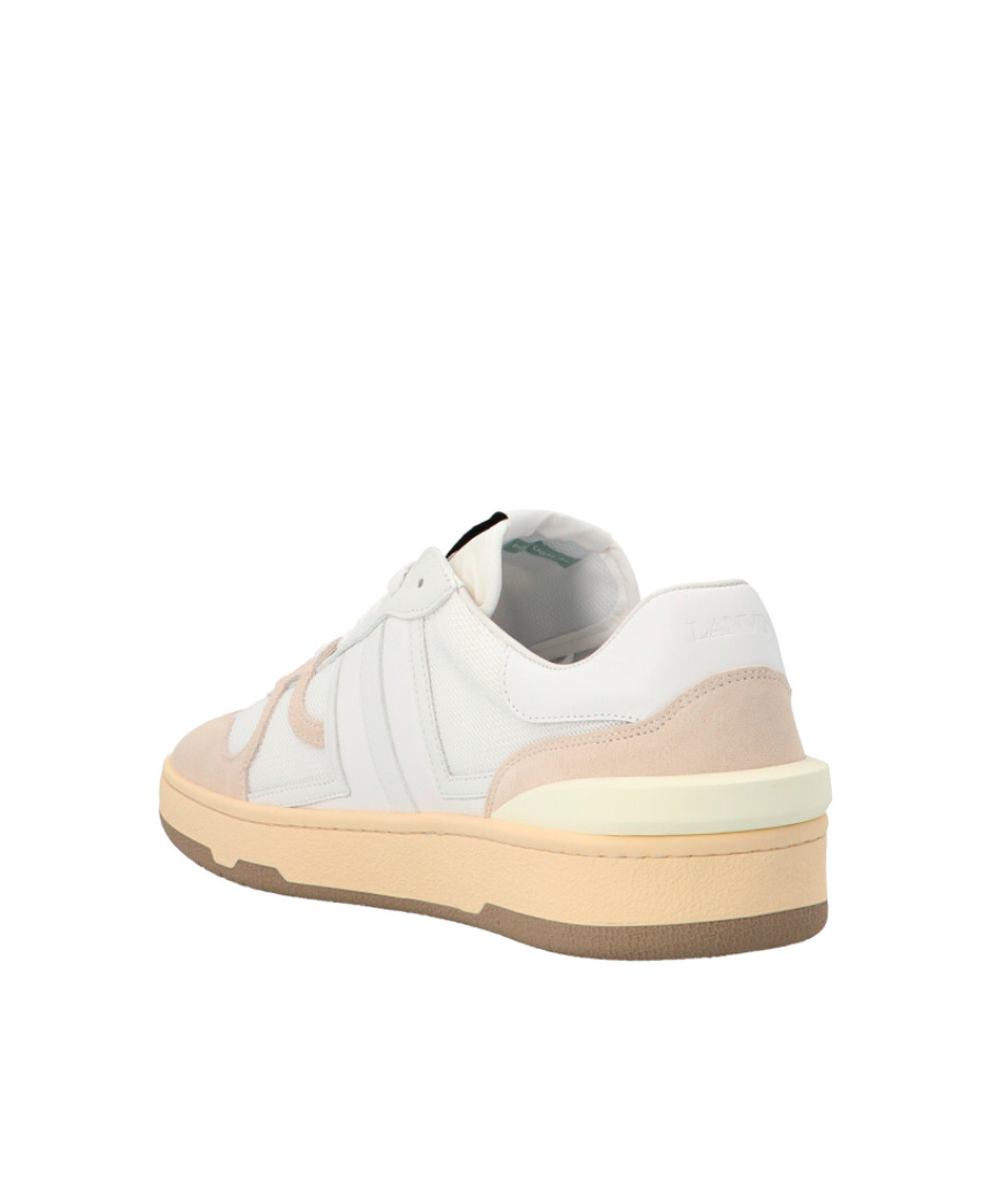Lanvin Mesh And Leather Clay Sneakers With In White
