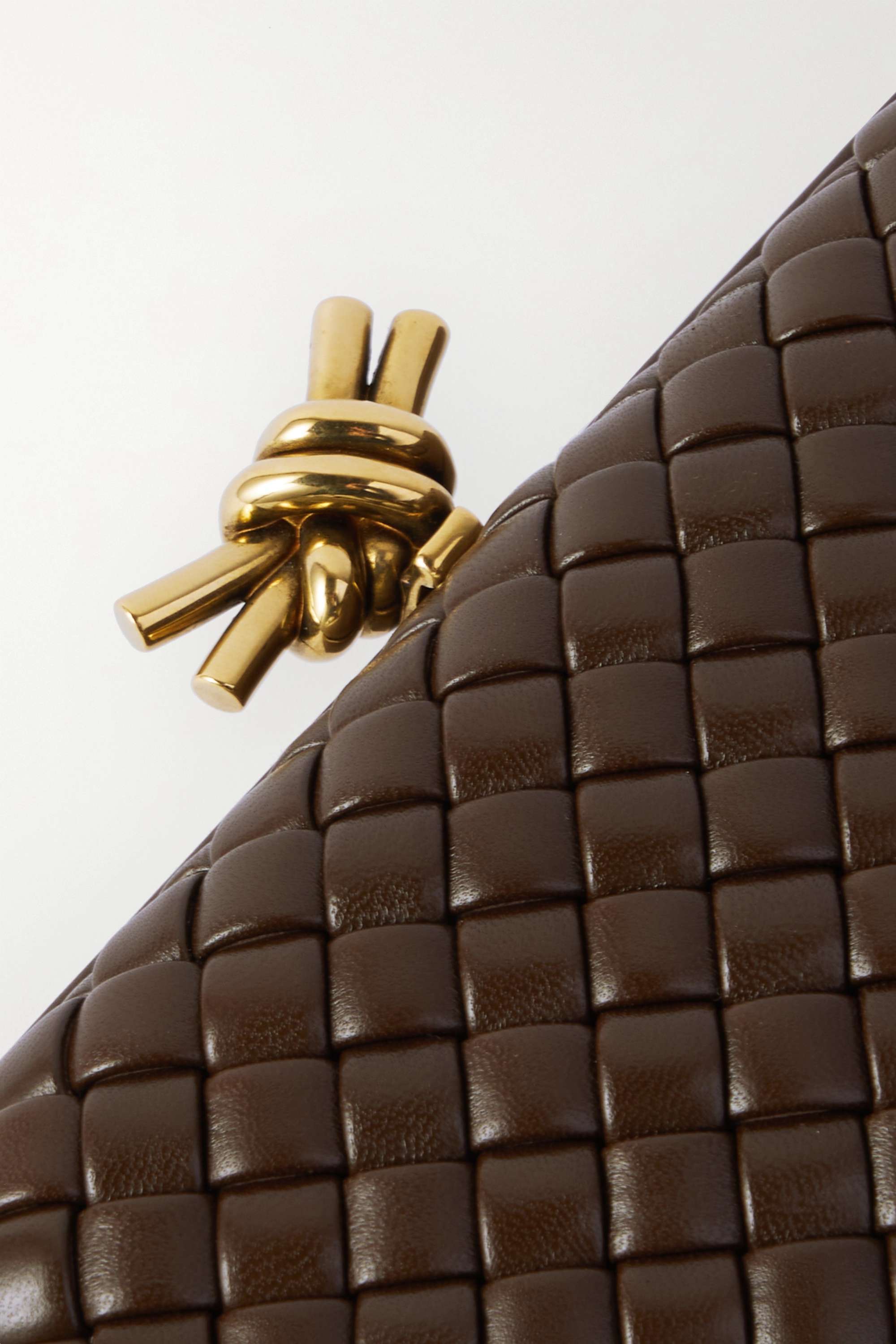 Bottega Veneta Knot Logo Clutch In Brown