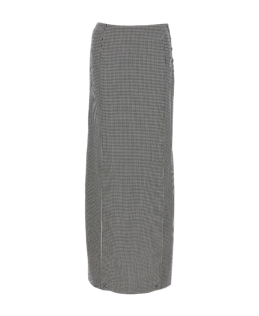 Thom Browne Houndstooth High-waisted Fitted Midi Skirt In Gray