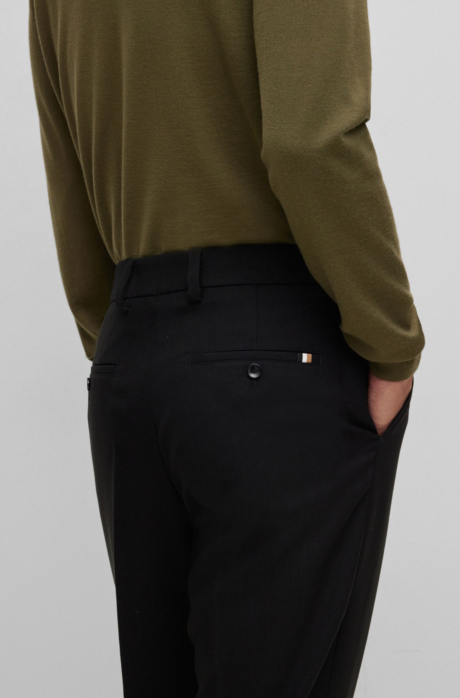Hugo Boss Cropped Tailored Trousers In Black