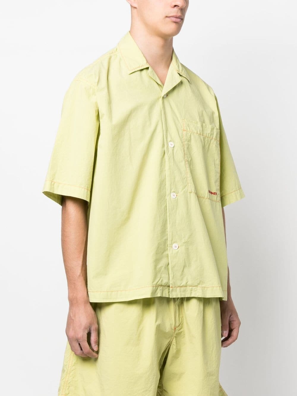 Sunnei Logo-print Crinkled Shirt In Yellow