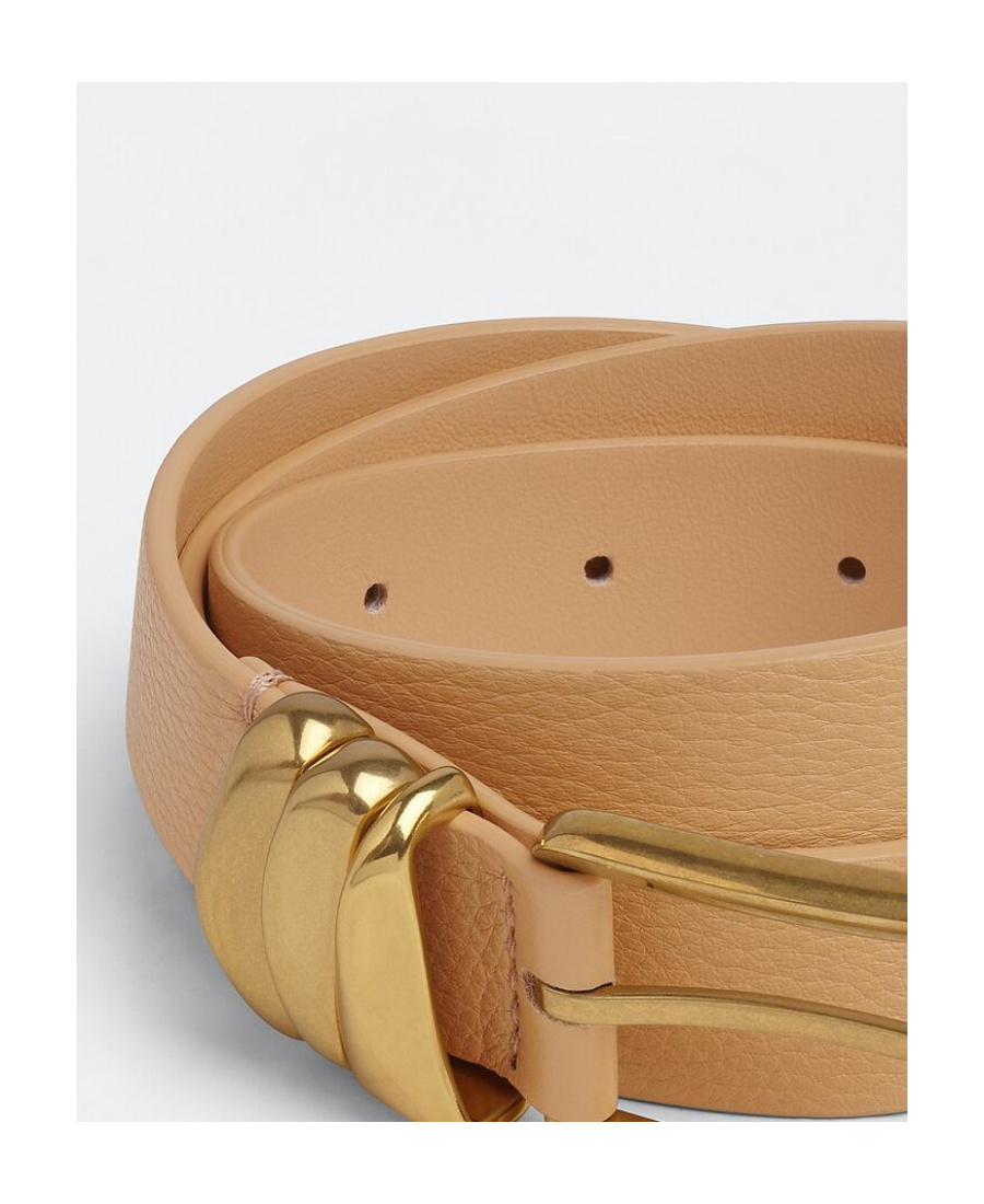 Bottega Veneta Rectangular-buckle Belt In Nude
