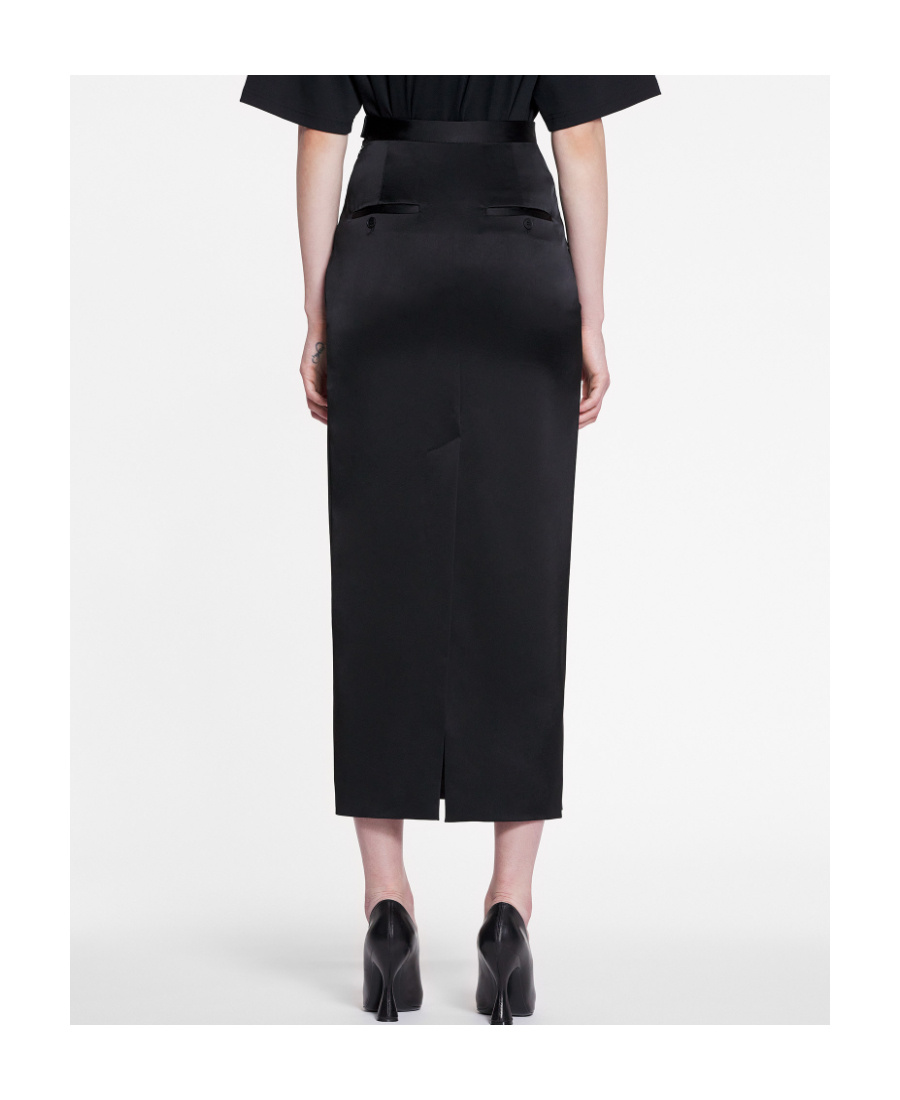 Lanvin Satin Midi Skirt In Black