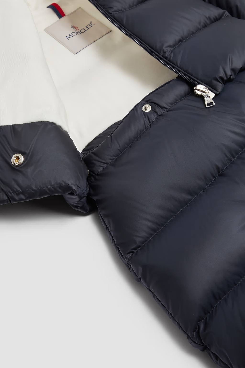 Moncler Enfant Logo Patch Detachable Sleeping Bag Jacket In Blue