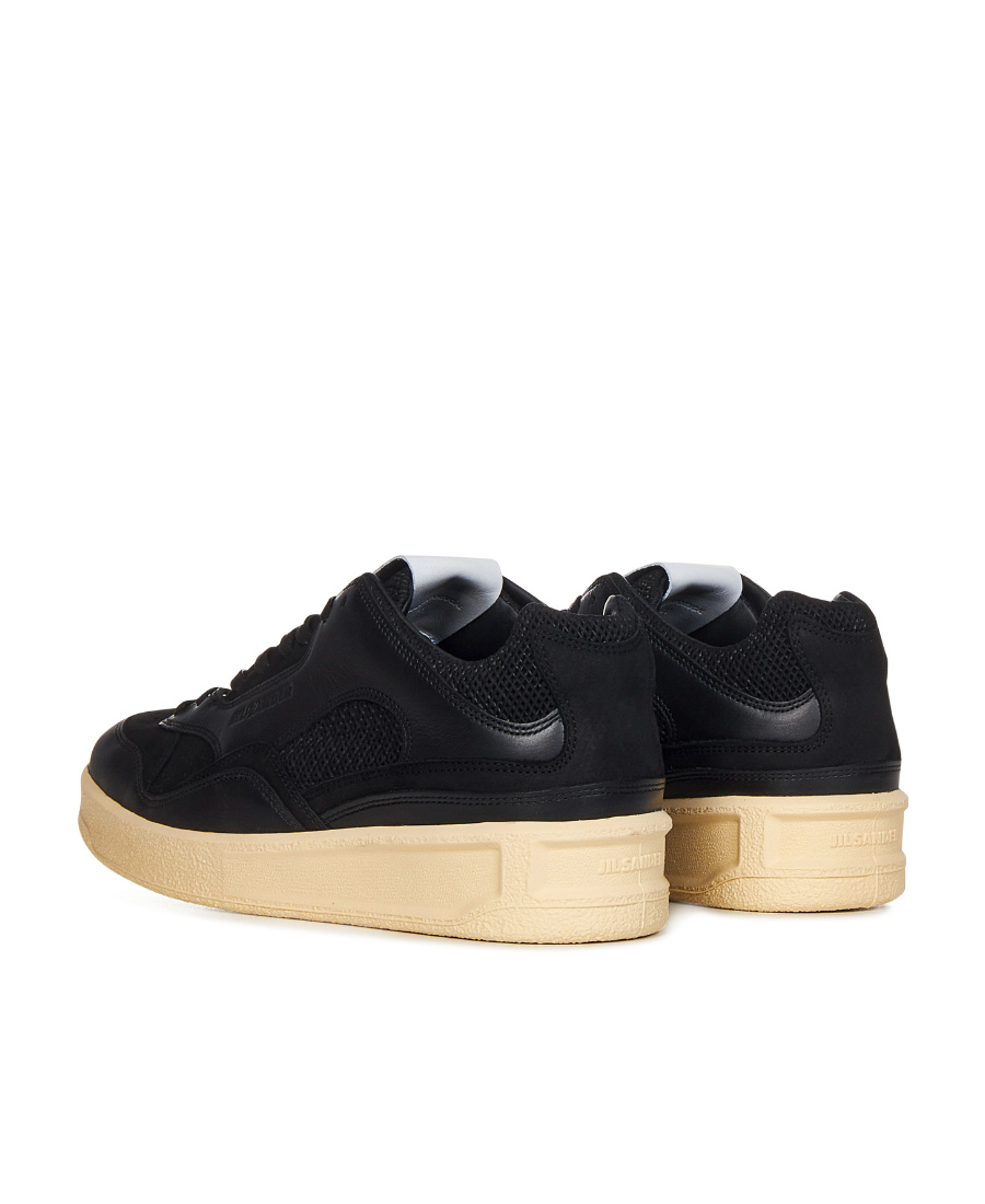 Jil Sander Panelled Low-top Leather Sneakers In Black