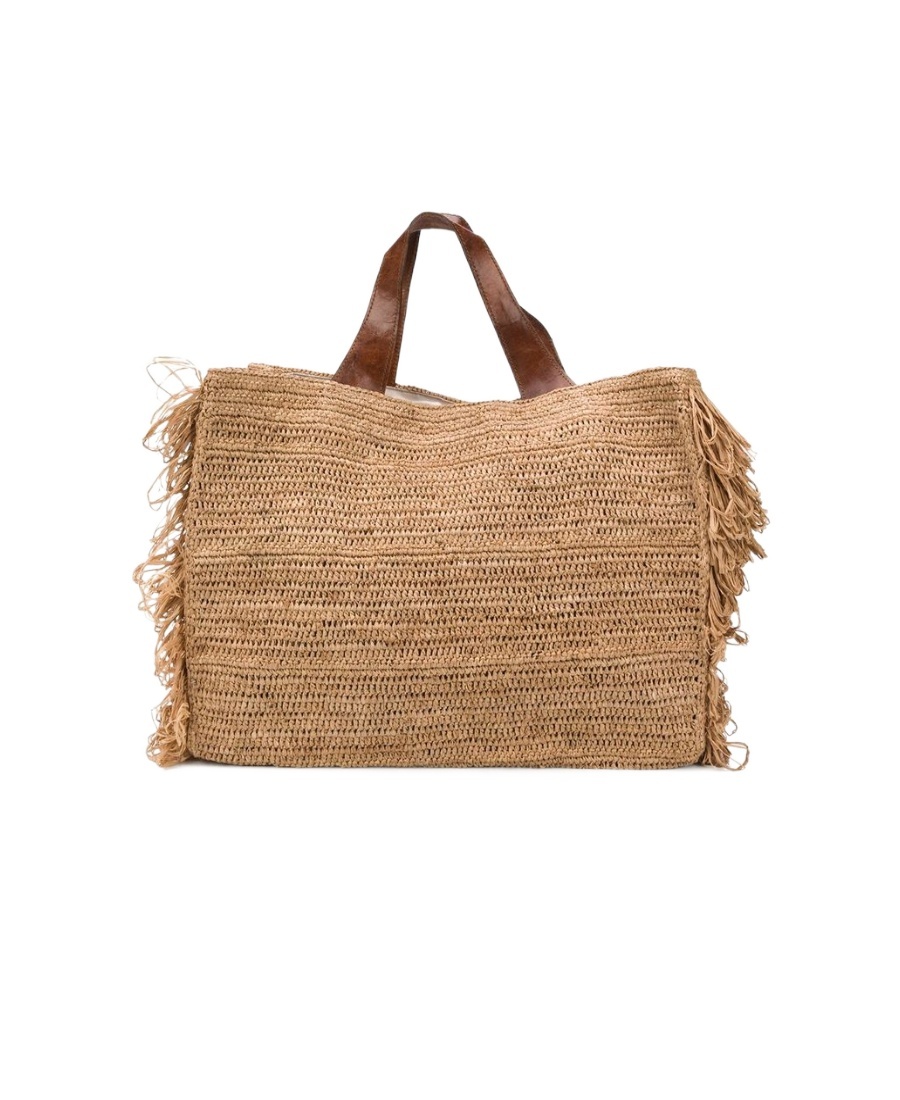 IBELIV IBELIV ONJA FRINGE RAFFIA TOTE BAG