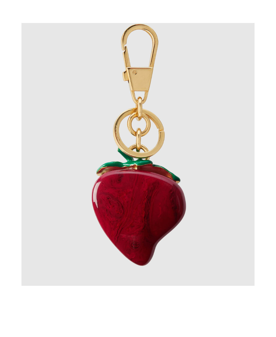 Gucci Bee Strawberry-shaped Keyring In Red