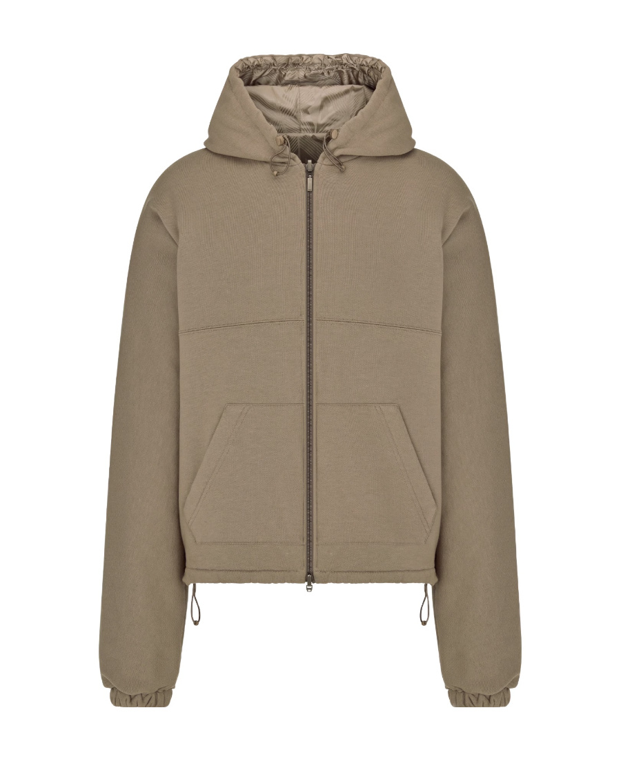Dior Logo Embroidered Zip-up Jacket In Nude