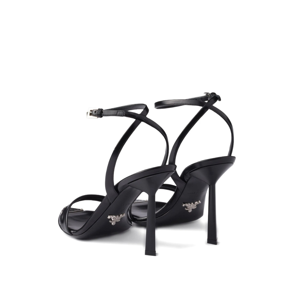 Prada Pointed Toe High Heel Sandals In Black