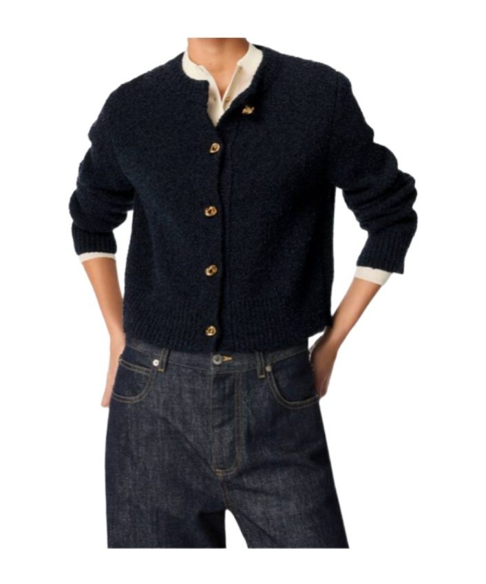 Bottega Veneta Boucle Cardigan In Black
