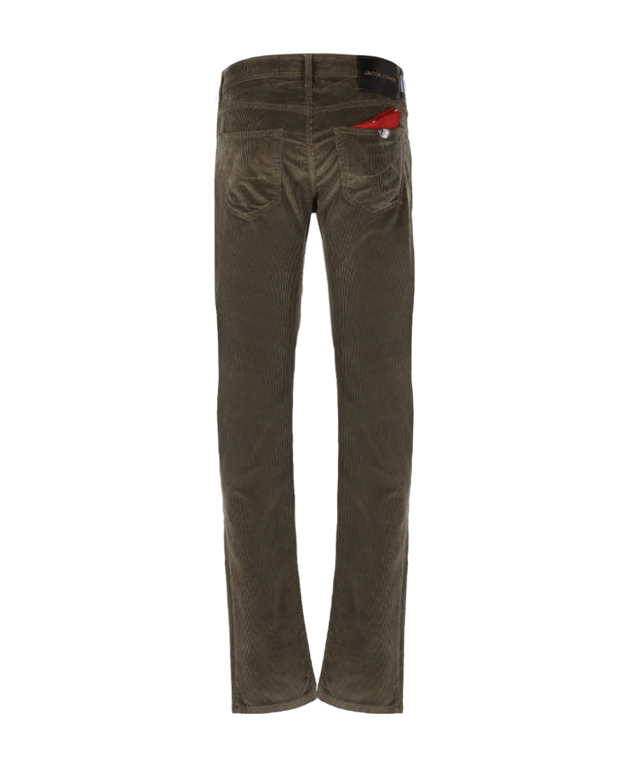 Jacob Cohen Men Regular Slim Fit Cotton Trouser With Back Pony-skin Patch In Brown