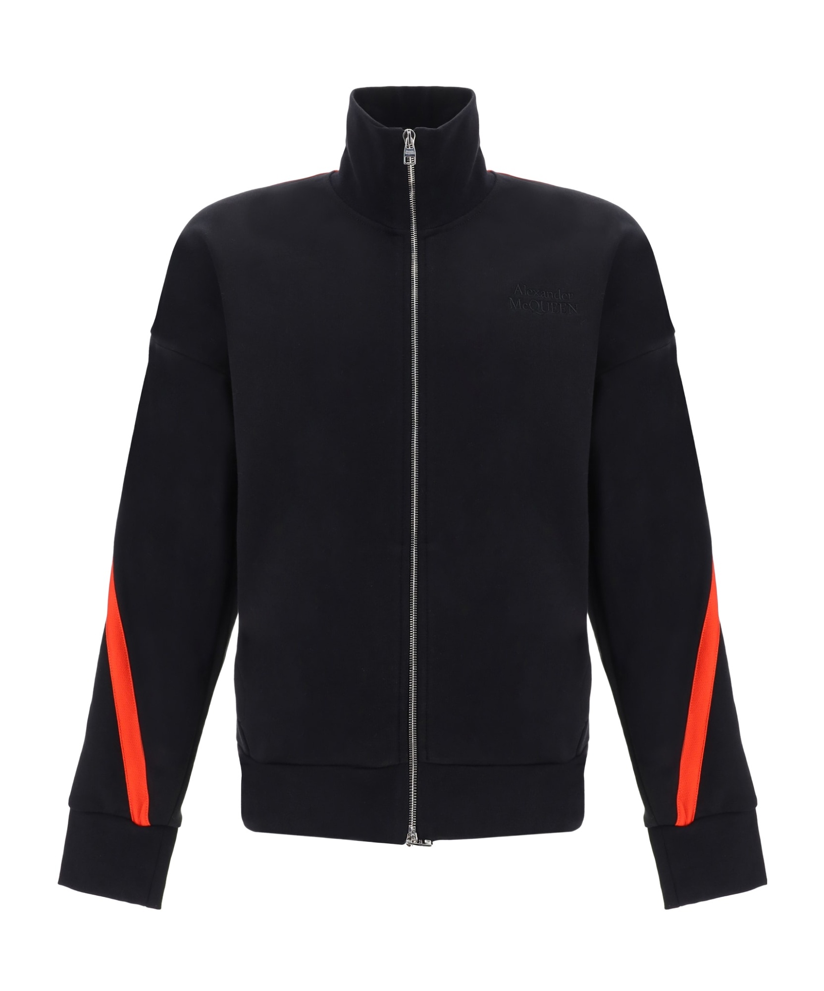 Alexander Mcqueen Multicolored Striped Zip-up Blouse In Black