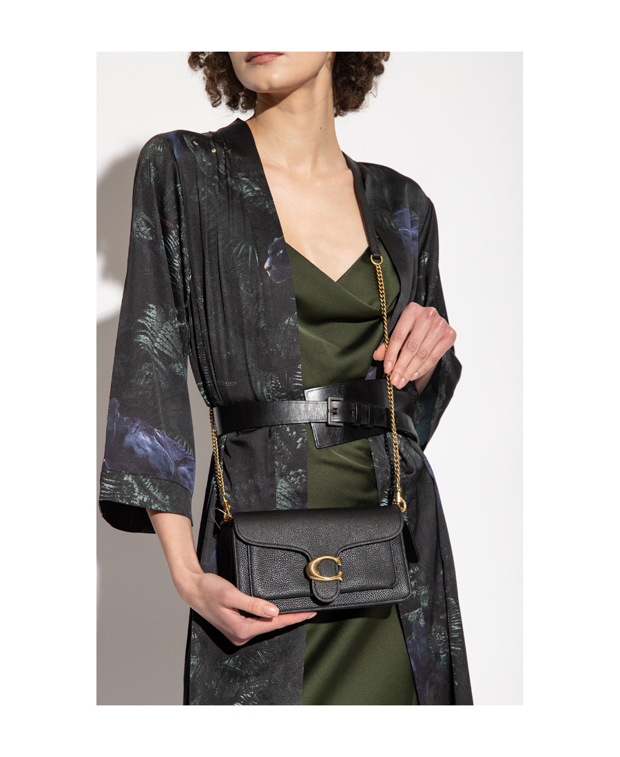 Coach Chain Strap Textured Shoulder Bag In Black