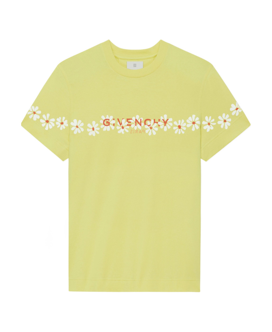 Givenchy T-shirt In Jersey With Stencil Effect  Reverse Print In Acid Yellow