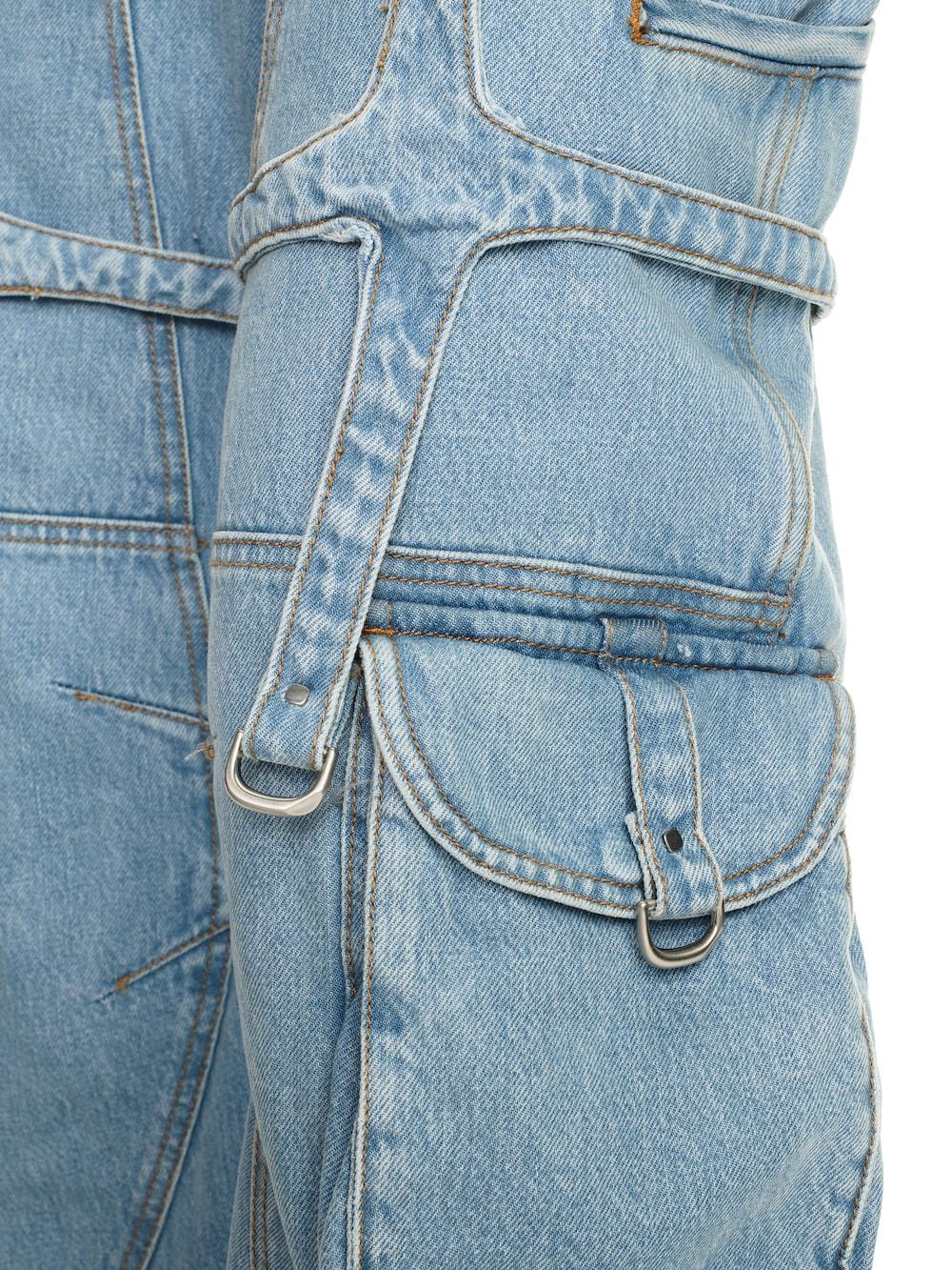 Off-white High-rise Denim Cargo Pants In Blue
