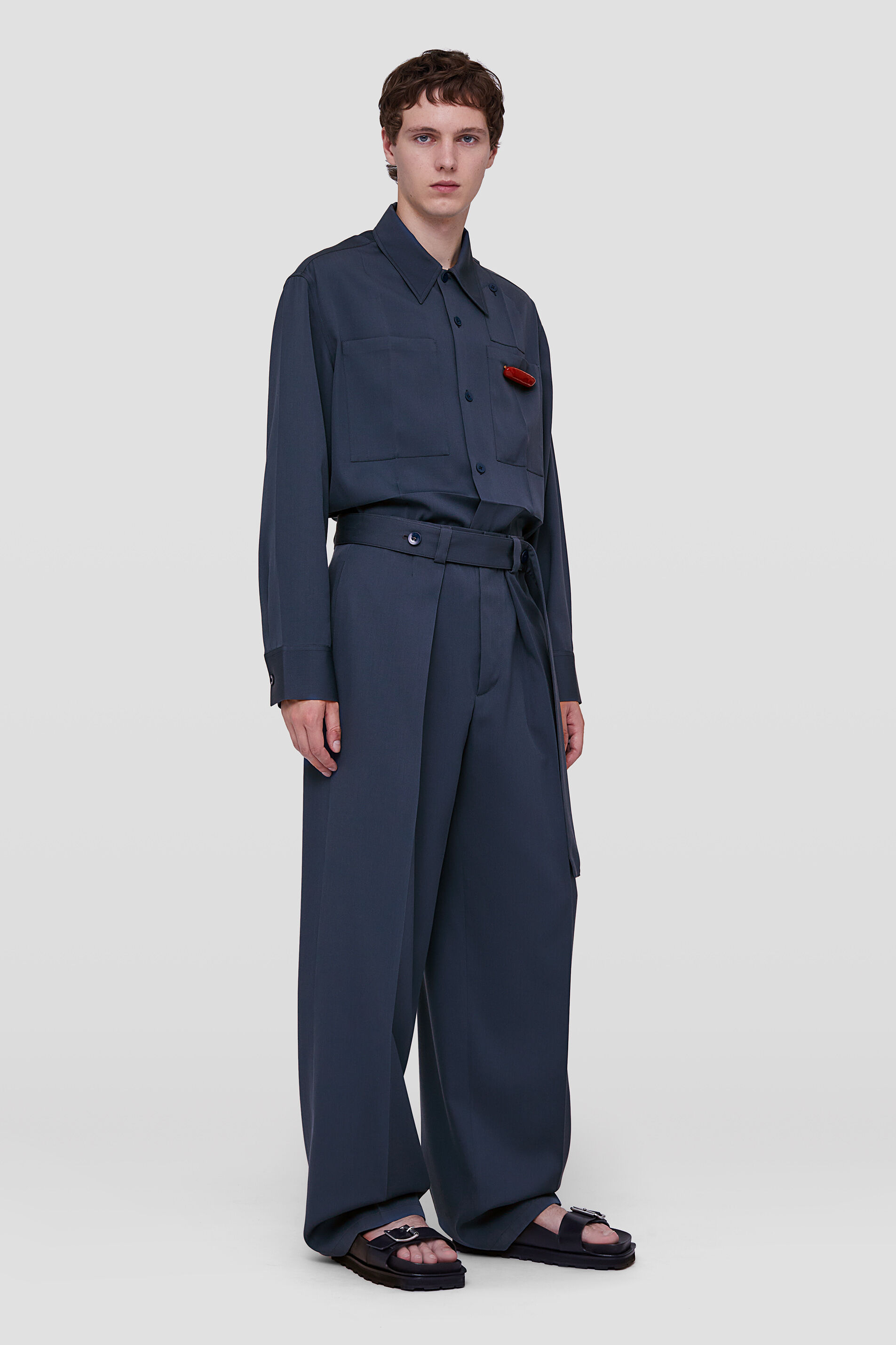 Jil Sander Oversized Wool-cotton Shirt In Black
