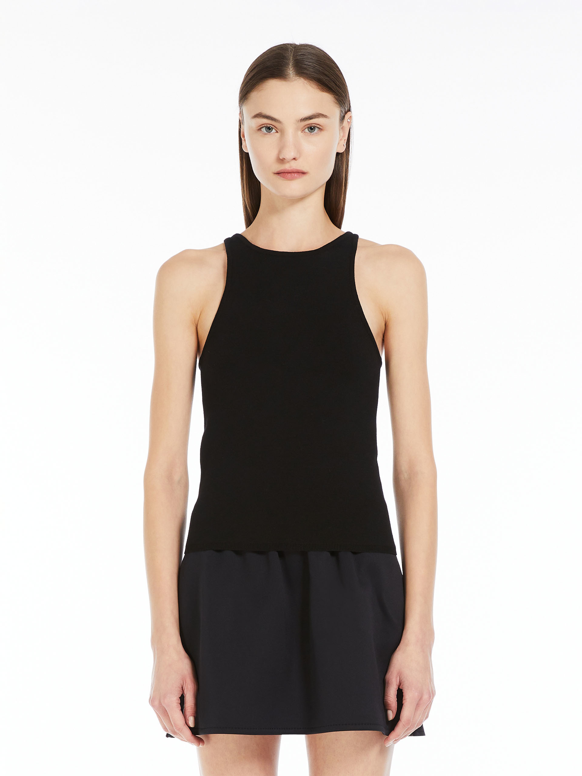 Max Mara Wool Neck Vest In Black