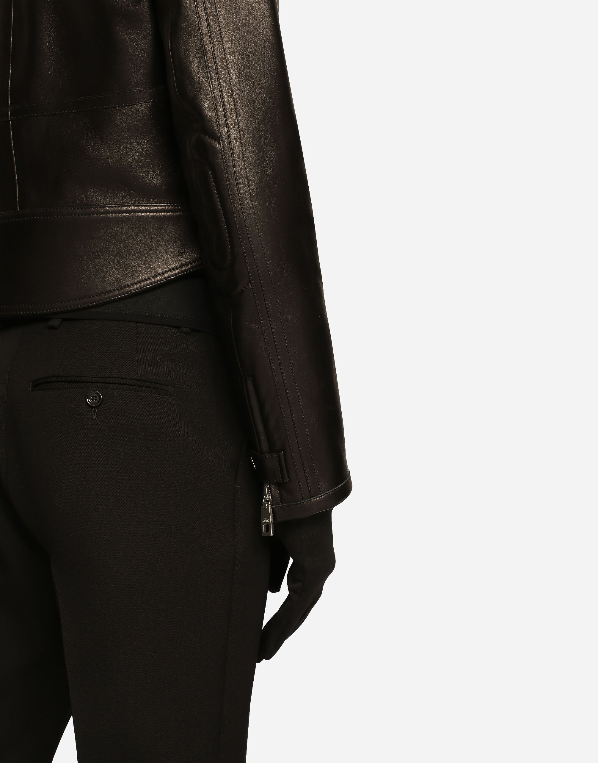 Dolce & Gabbana Nappa Leather Biker Jacket In Black