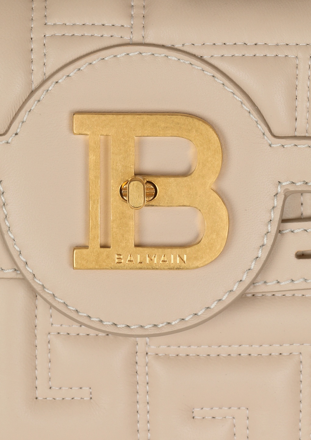 Shop Balmain B-buzz 23 Bag In Monogram Quilted Leather In Nude