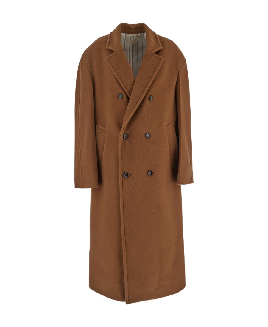 Gucci Wool Double-breast Coat In Brown