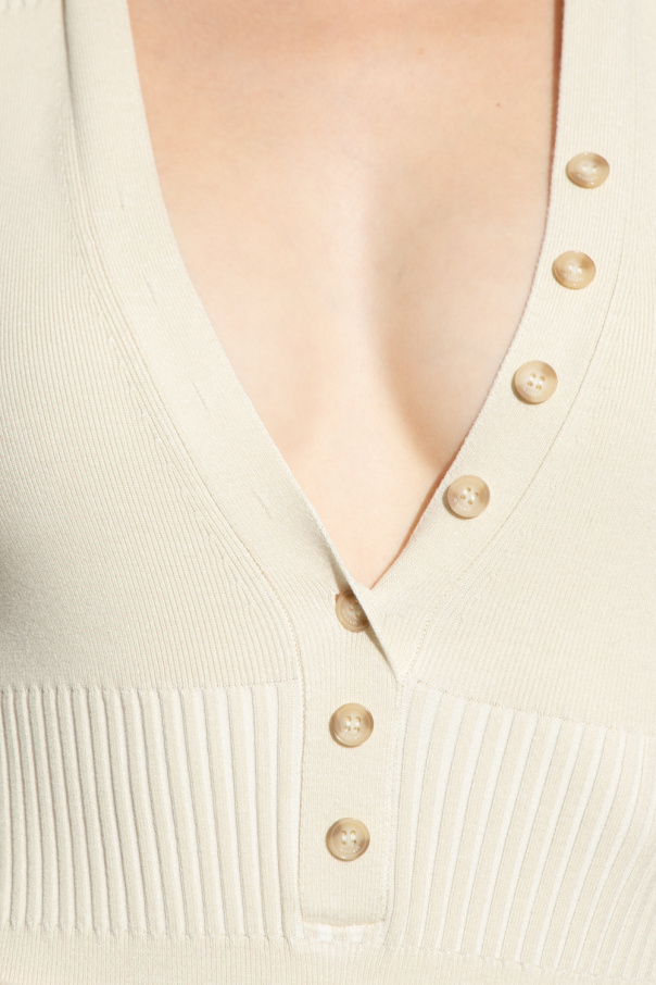 Jacquemus Button-up Short-sleeved Knitted Top In White