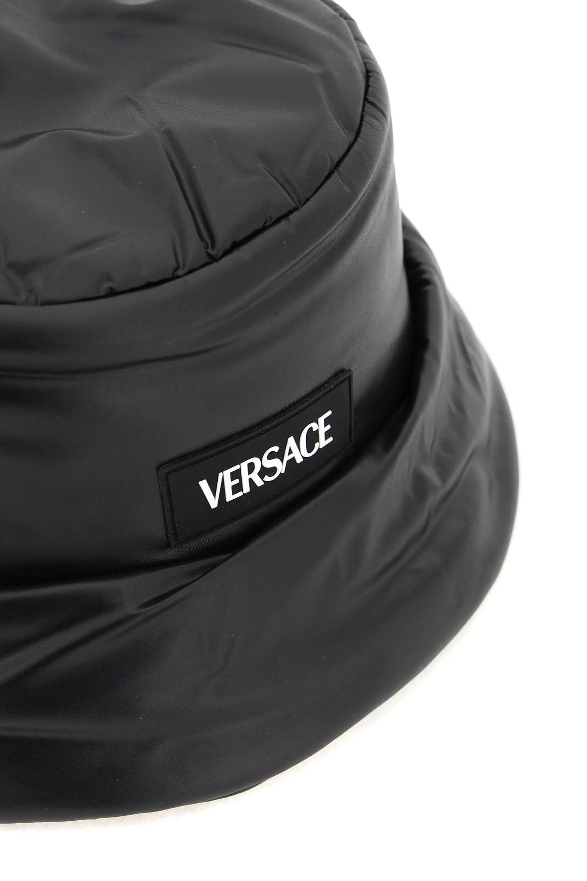 Versace Leather-effect Padded Bucket Hat In Black