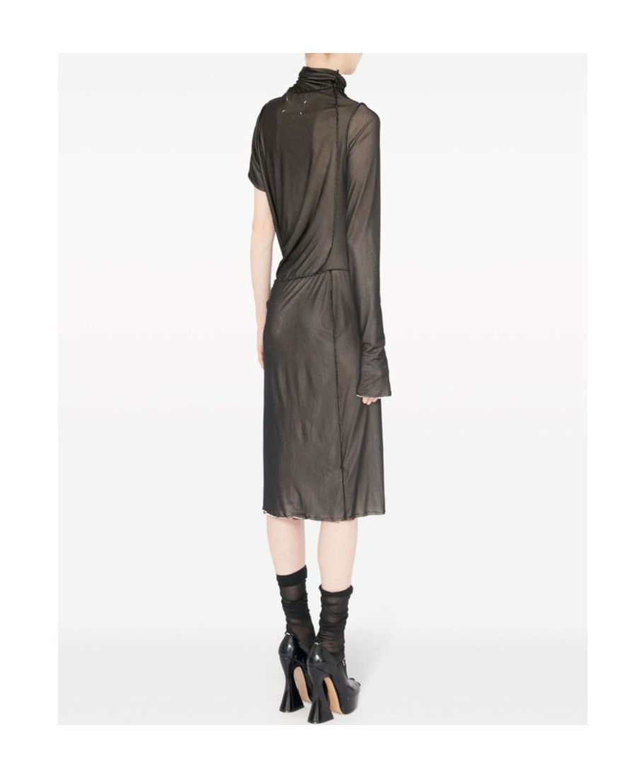 MAISON MARGIELA MAISON MARGIELA ONE-SHOULDER SEMI-SHEER MIDI DRESS