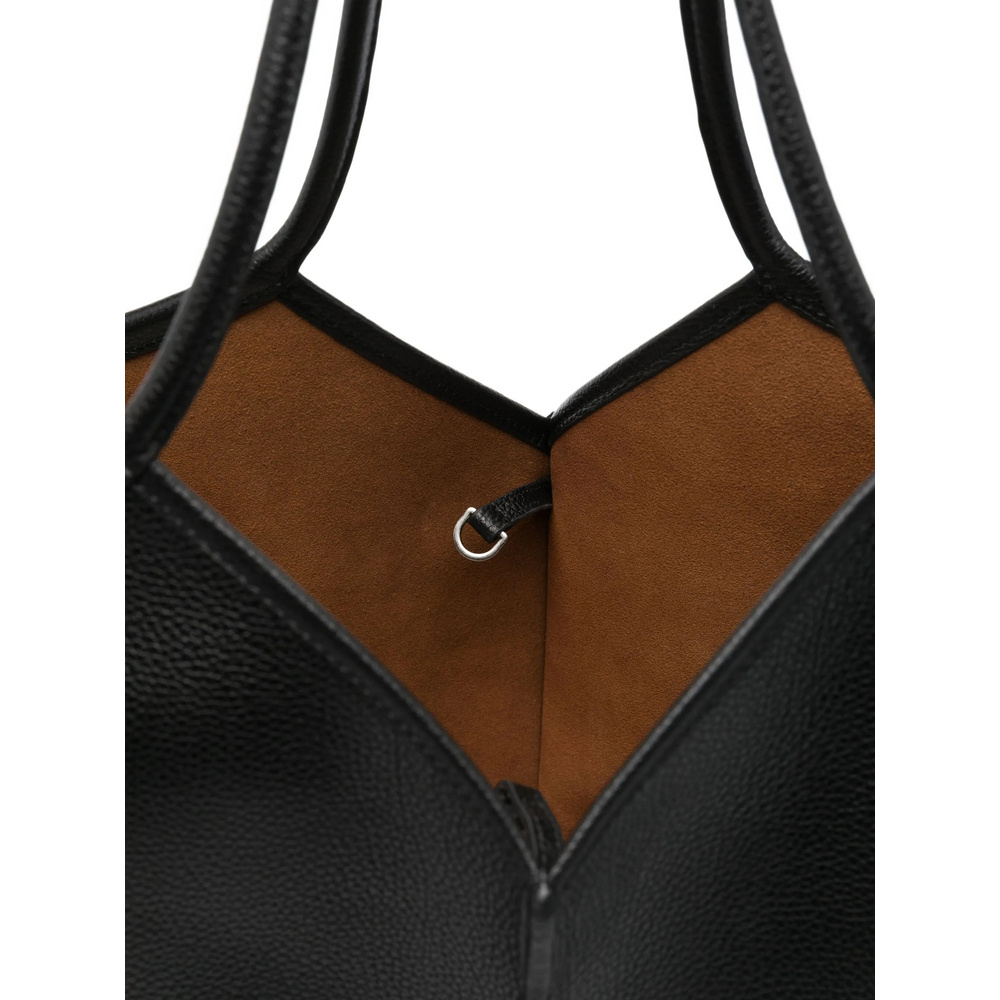 Hereu Calella Leather V-shaped Top Handle Tote Bag In Black