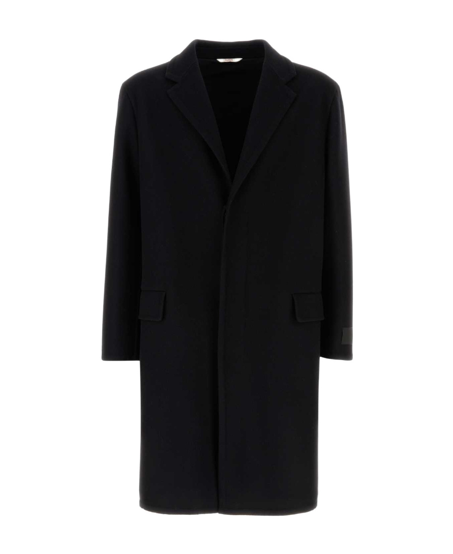 Valentino Single-breasted Wool-blend Coat In Black