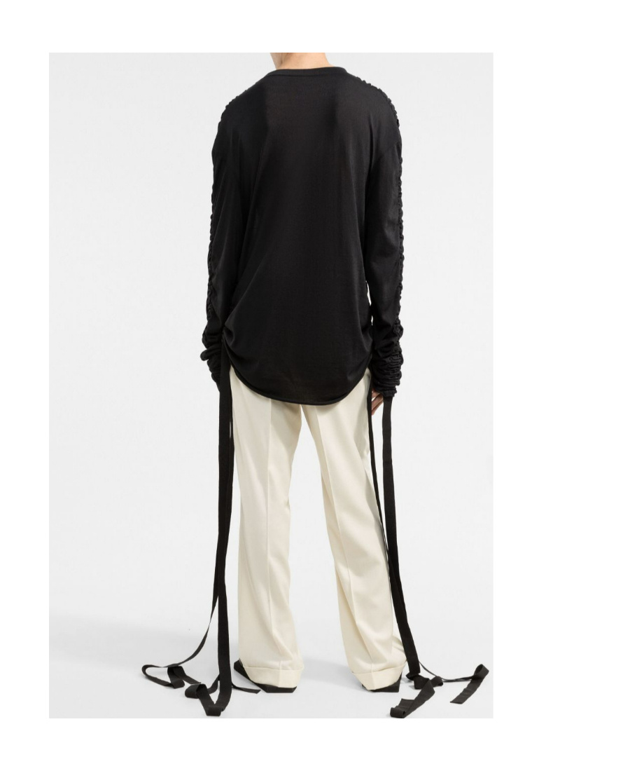 Balmain Drawstring-detail Long-sleeve T-shirt In Black