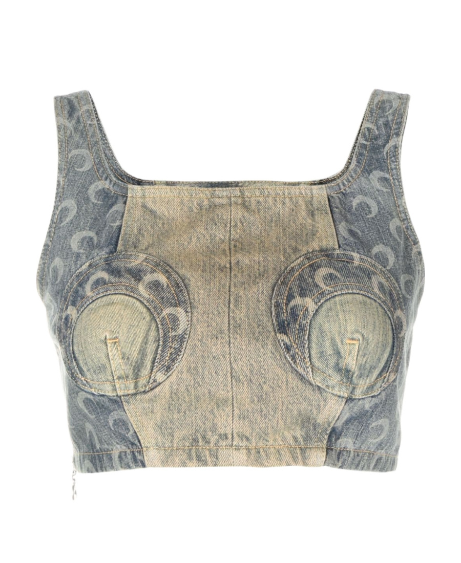 Shop Marine Serre Denim Vest In Gray
