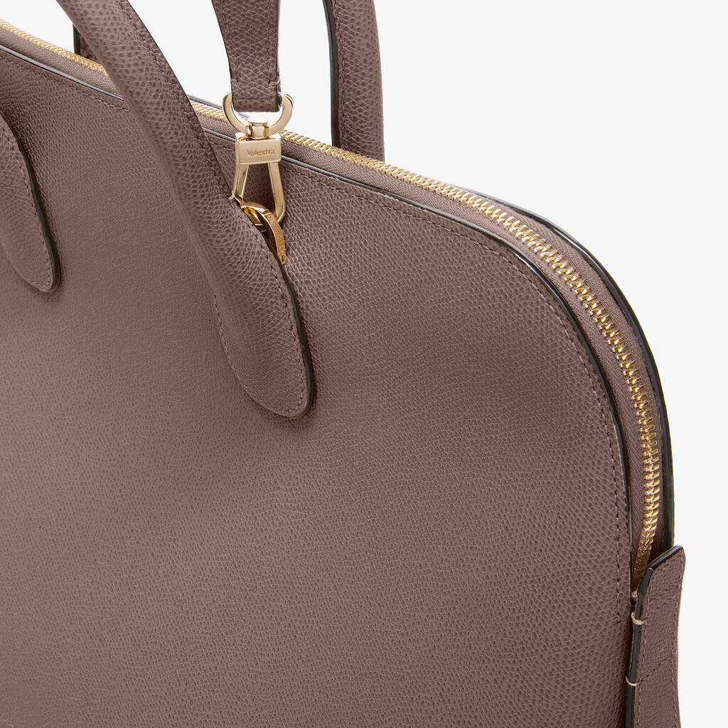 Valextra Large Mylogo Bowling Tote Bag In Brown