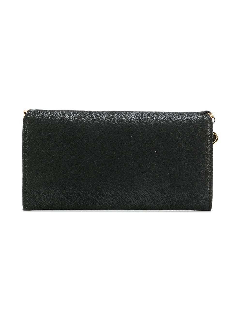 Stella Mccartney Black Falabella Continental Flap Wallet In Black