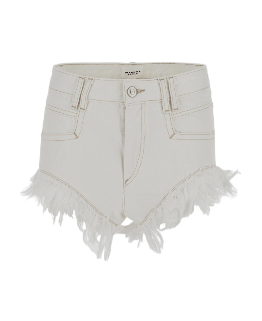 Isabel Marant Étoile Raw-edge Denim Shorts In White