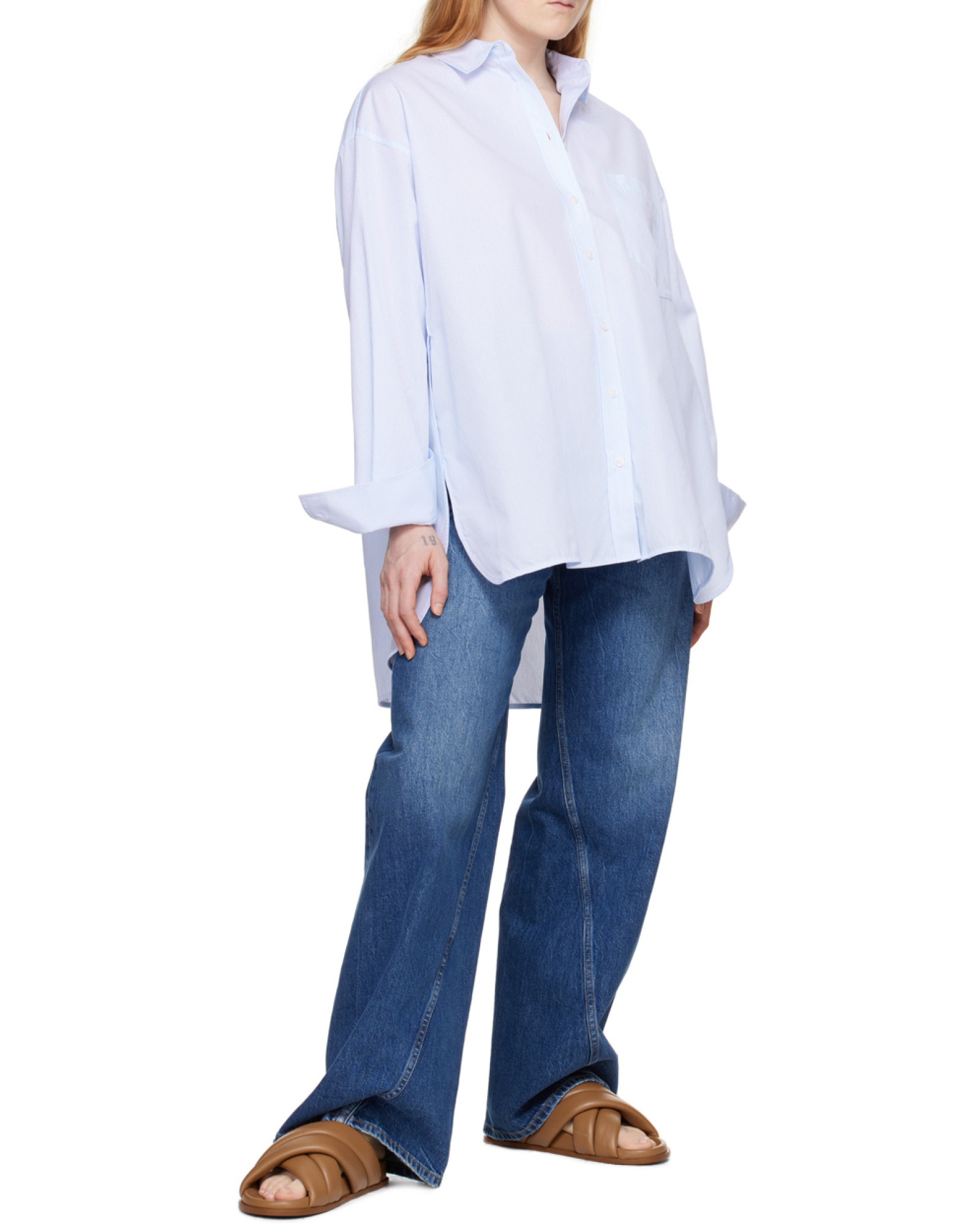 ANINE BING ANINE BING CHRISSY DROP SHOULDER STRIPED SHIRT