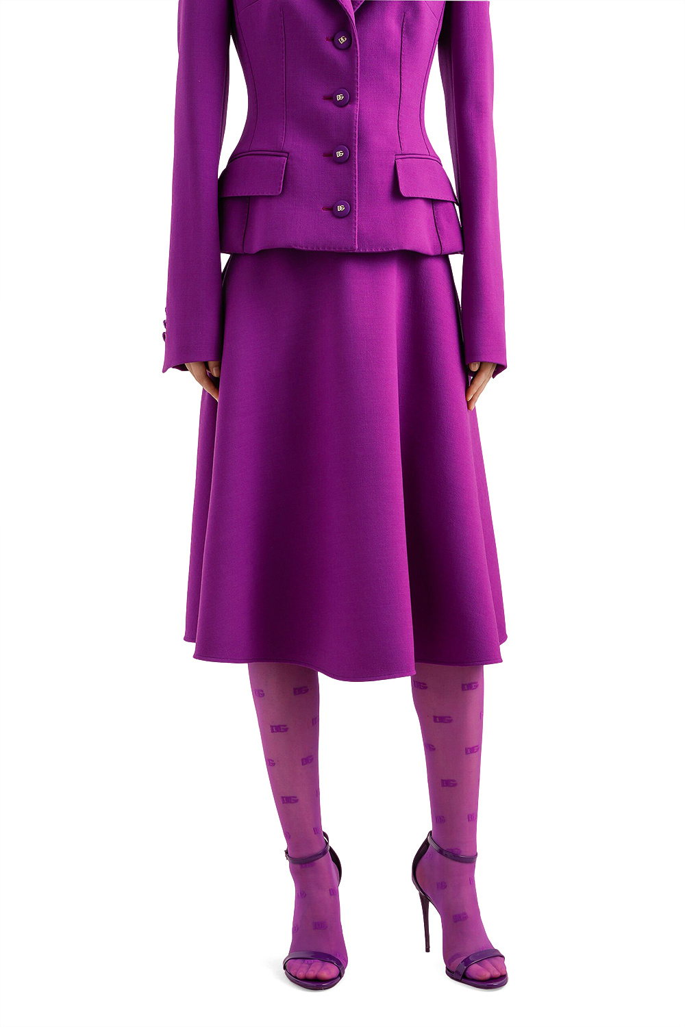 Dolce & Gabbana Wool Midi Skirt In Purple