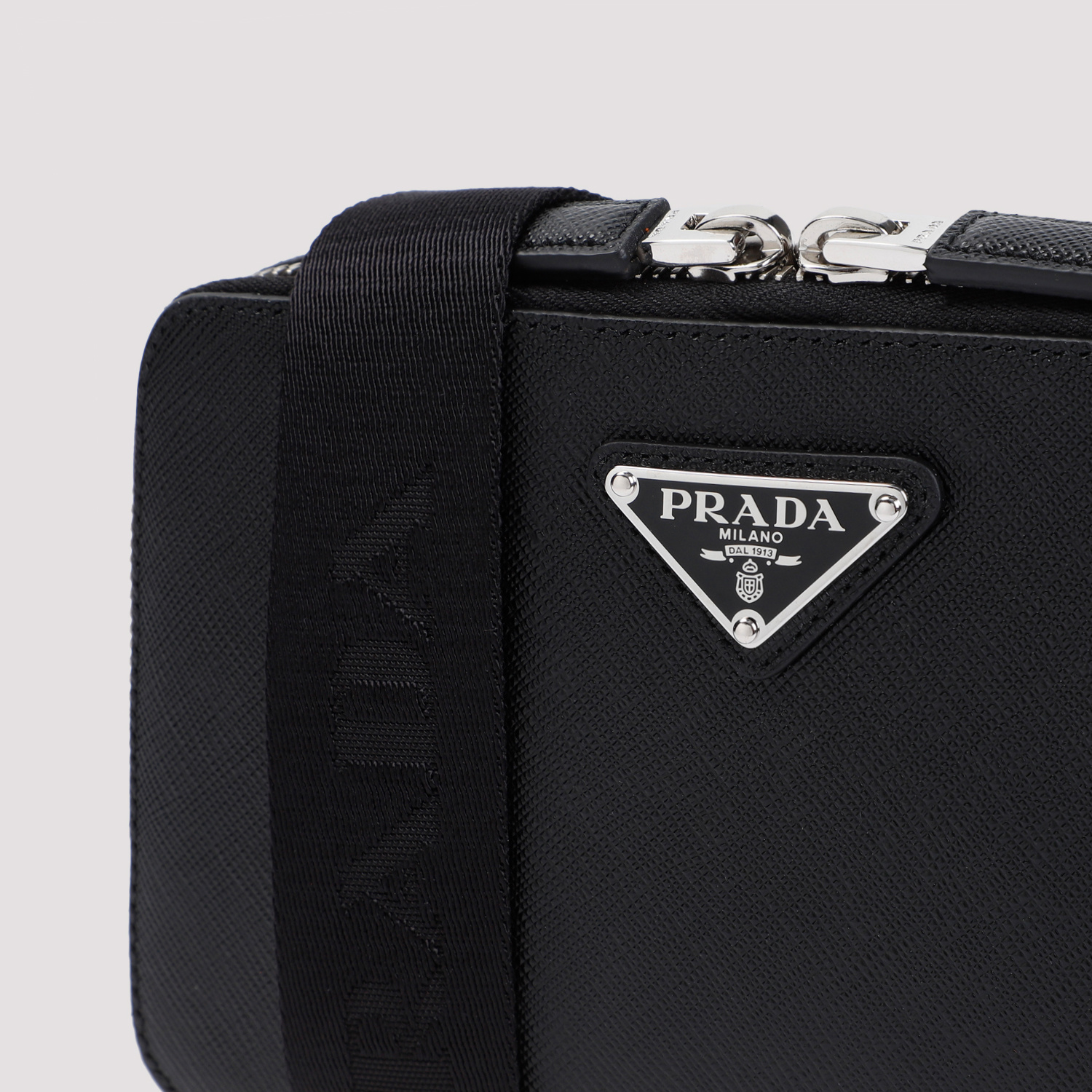 Prada Textured Leather Crossbody Bag In Black