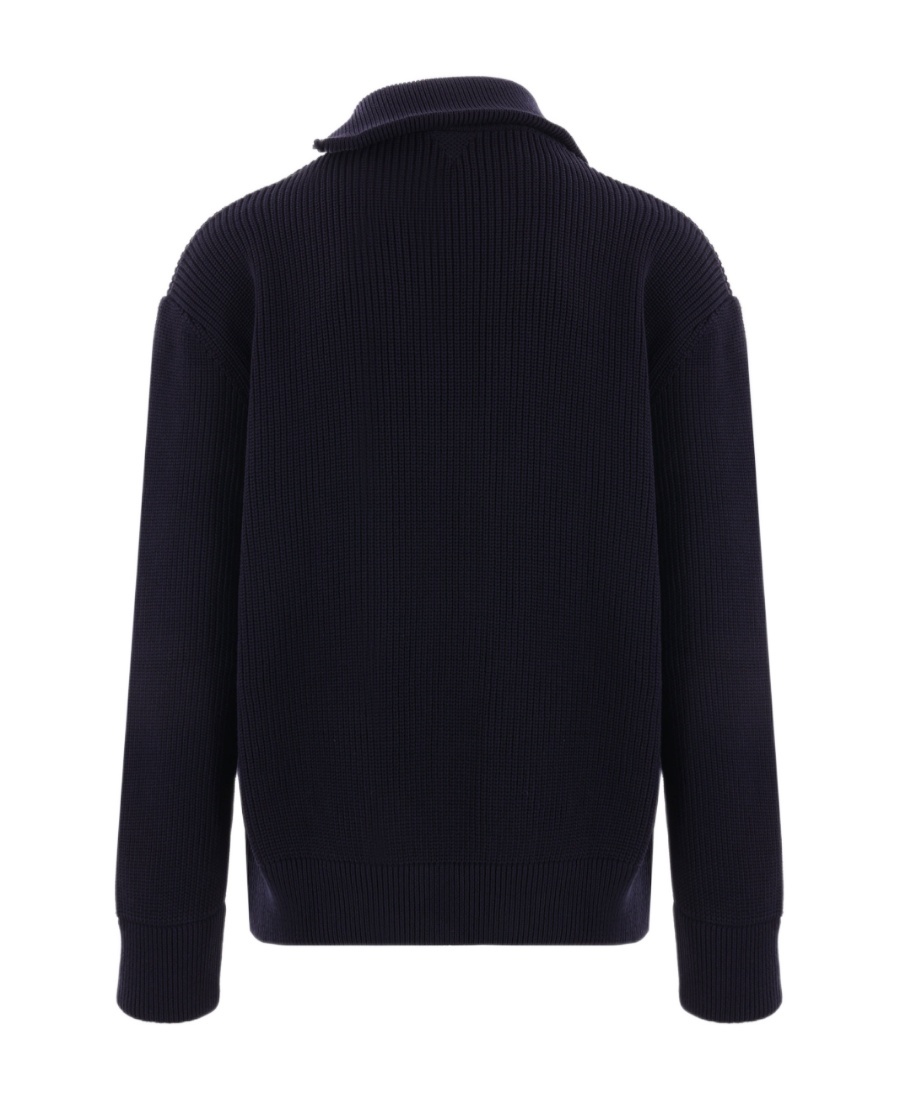 Bottega Veneta Cotton Blend Db Zip-up Pullover With Double Front Zip In Blue