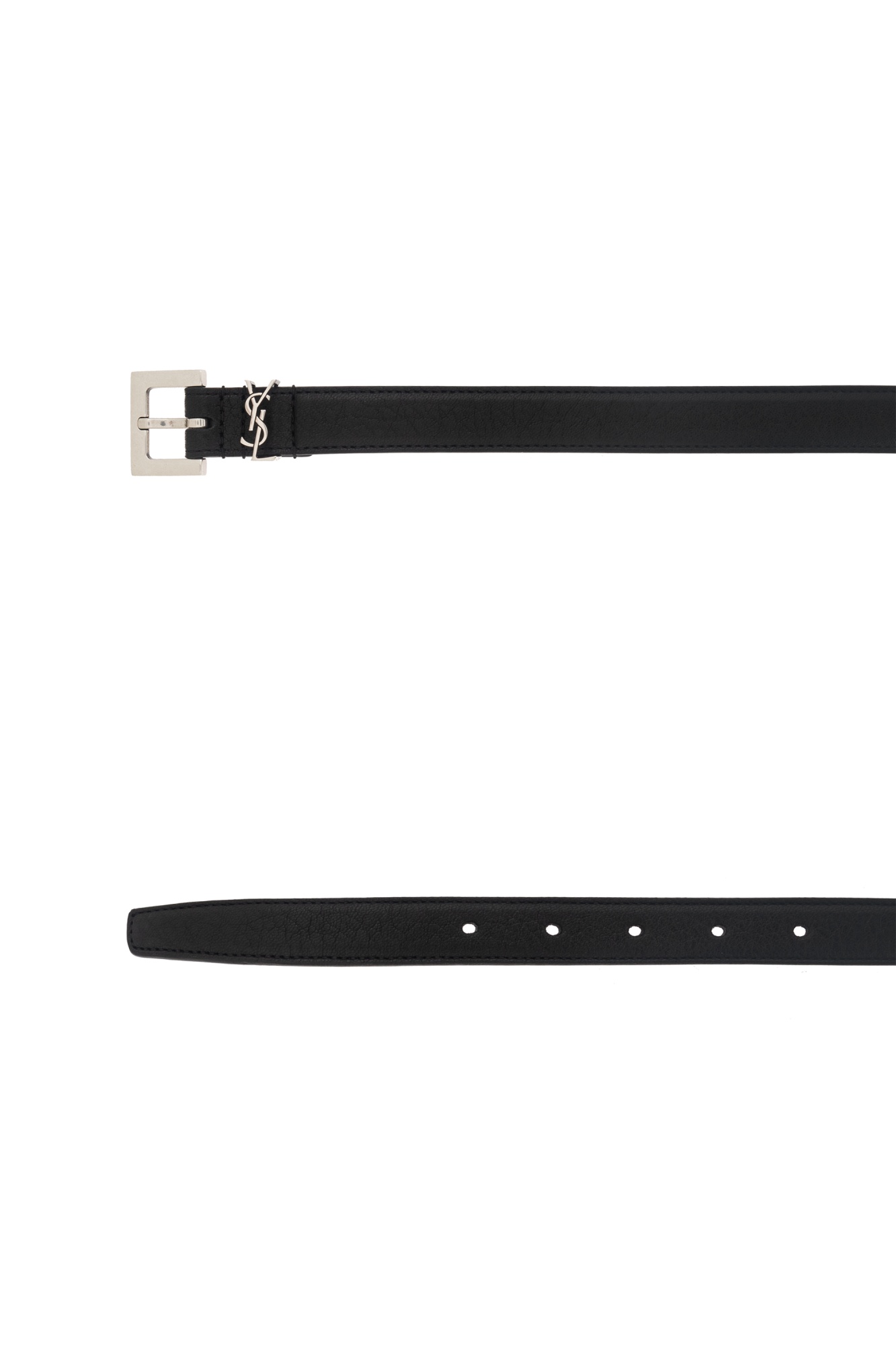 Saint Laurent Black Logo Keeper Belt In Black