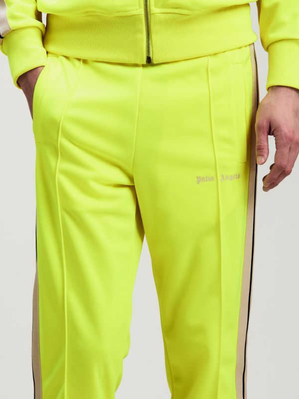 Palm Angels Logo Embroidered Side Stripe Detailed Track Pants In Yellow