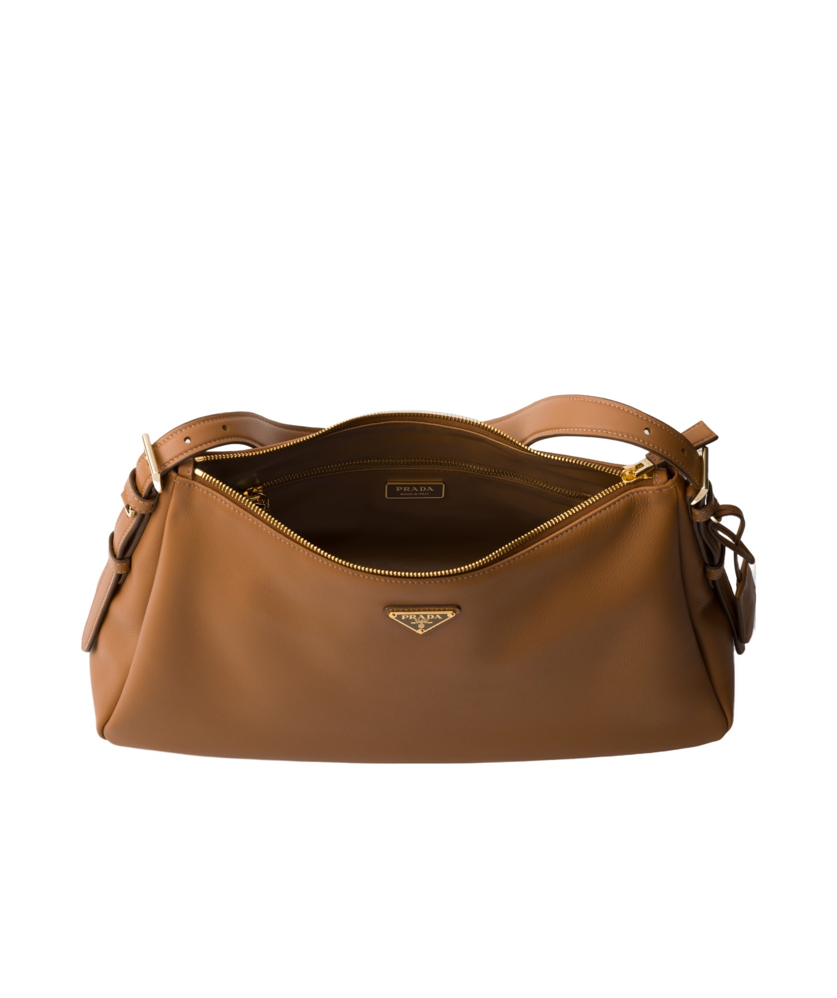 Prada Large Triangle-logo Shoulder Bag In Caramel Color